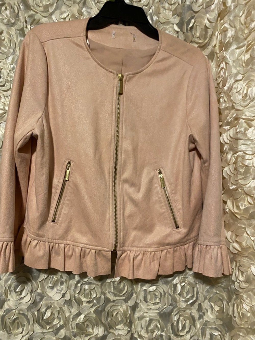 Blush Pink Ruffle Hem Jacket